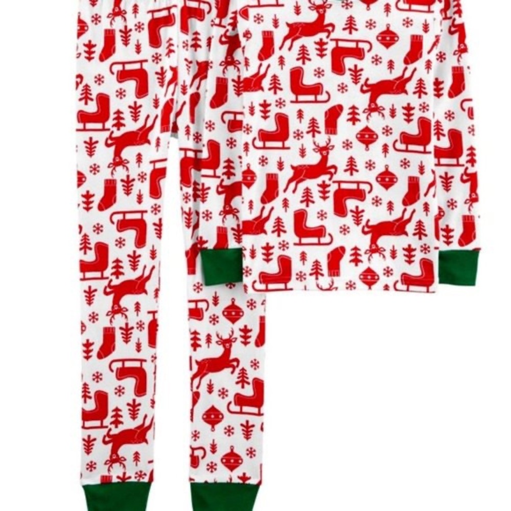 NWT Carters Sleigh and Reindeer 2 Piece Pajama Set Size 12